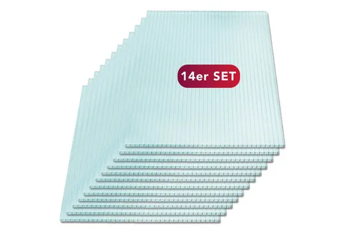 Hohlkammerplatten 14 Stk. | 4mm Doppelstegplatten für Gewächshaus - Robuste Polycarbonatplatten für Gewächshäuser und Terrassenüberdachungen. Schlagfest, langlebig und einfach zu montieren – ideal für individuelle Bauprojekte.