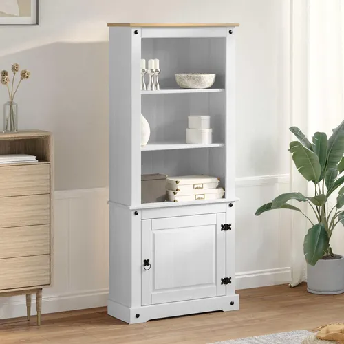 vidaXL Highboard Weiß 74 x 38 x 170 cm aus massivem Kiefernholz