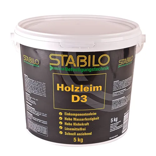 STABILO Holzleim 5 kg D-3 - Wasserfester Hochleistungs-Kleber - Kleber & Leime – Vielseitiger, wasserfester Holzleim für langlebige Verbindungen in Holzprojekten, Möbelbau und DIY.