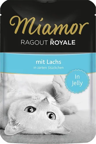 Miamor Ragout Royal Lachs in Jelly 100 g - Hochwertiges Katzen-Nassfutter, reich an Vitaminen und ohne Rind für eine gesunde Ernährung