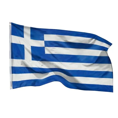 PHENO FLAGS Griechenland Flagge 90x150cm - wetterbeständige Fahne mit Messingösen - Kategorie: Flaggen. Wetterbeständige Griechenland Flagge aus 100% Polyester mit stabilen Messingösen, ideal für Innen- und Außeneinsatz. Robuste Doppelnaht und lebendige Farben sorgen für Langlebigkeit und ein strahlendes Erscheinungsbild.