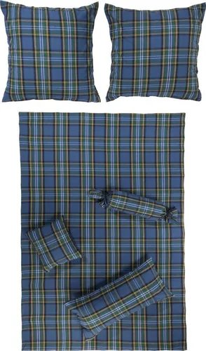 Erwin Müller Flanell-Bettwäsche Set - Karo blau-grün, 40x80 cm & 155x220 cm - Bettwäsche-Sets aus 100% Baumwolle, samtweich und atmungsaktiv für ein warmes Hautgefühl, ideal für die kalte Jahreszeit. Mit Knopfverschluss und langlebiger Farbintensität.