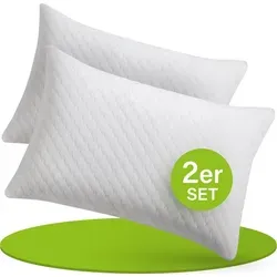 Juskys Kissen 40x60 cm - 2er Set Kopfkissen mit Memory-Foam Füllung, atmungsaktiv und waschbarer Bezug für erholsamen Schlaf