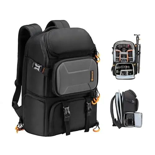 TARION Wasserdichter Kamerarucksack für DSLR, große Kapazität und ergonomisches Design - Kamerarucksäcke mit professionellem Look, für 1 Kamera + 5 Objektive, seitlicher Zugriff und Laptop-Fach, ideal für Outdoor-Fotografie und wetterfest.