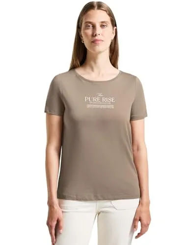 Street One Shirt mit Wording Artwork bark Brown 42