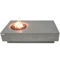 ELEMENTI Feuertisch Metropolis – Moderne Feuerstelle mit Wetterschutz - Die Metroplis Feuerstelle vereint modernes Design und Funktionalität. Ideal als Couchtisch oder Feuerstelle für stilvolle Terrassen. Hergestellt aus robustem GFRC-Beton, wetterfest und pflegeleicht.