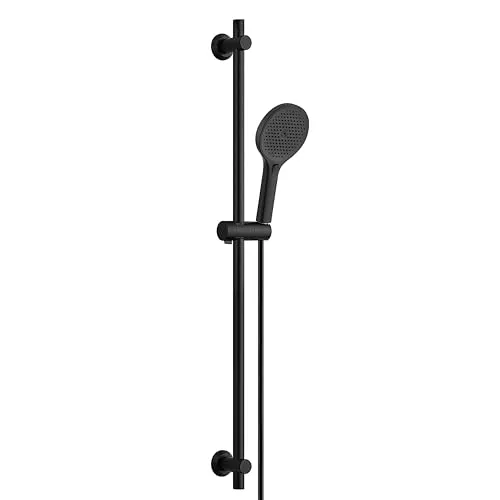 Görbach Duschstange Set mit Handbrause, 100 cm Edelstahl Schwarz, verstellbar
