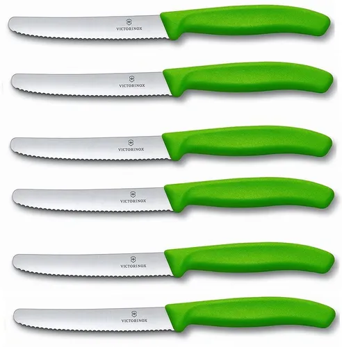 Victorinox Tomatenmesser 6er Set - Küchenmesser in Grün, ideal für Tomaten und Brot, mit ergonomischem Griff für komfortables Schneiden.