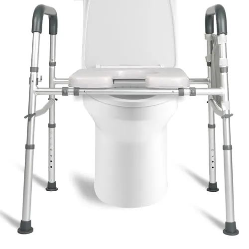 Toilettensitzerhöhung für Senioren, 180 kg, verstellbare Toilettenerhöhung mit Griffen, erhöhter Toilettensitz für ältere Menschen, Schwangere, Behinderte, passend für jede Toilette