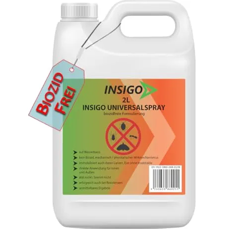 NEU Biozidfreie Insekten Abwehr 2L – Spray für Insekten & Ungeziefer Bekämpfung - Insektenabwehr + Sofortwirkung – Insektenspray & Mittel für Ungeziefer – abwehren Fleckenfrei – Insektenabwehr INSIGO