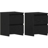 vidaXL Nachttische mit Schubladen 2 STK. Schwarz Eiche von vidaXL