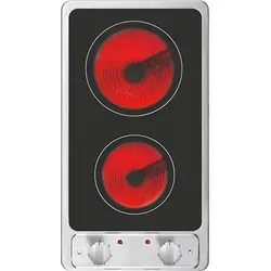 PKM Glaskeramik-Doppelkochplatte EB-GK-2R - Kochfelder: Kompakte 2-Zonen Glaskeramikplatte mit HiLight Kochzonen, autark nutzbar und robustem Edelstahlrahmen für eine attraktive Optik.