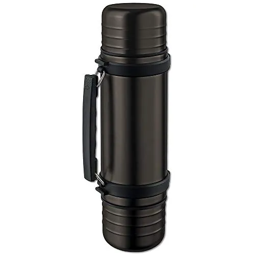 Isosteel VA-9562DQAT Duo Vakuum-Isolierflasche titan-grau 1,0 L aus 18/8 Edelstahl mit Quickstop-Einhandaus... und 2 abschraubbaren Trinkbechern