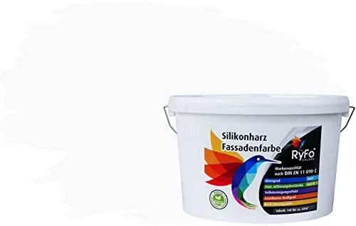 RyFo Colors Silikonharz Fassadenfarbe Lotuseffekt 10l - Wetterbeständige Fassadenfarbe in Signalweiß - Hochwertige Silikonharz-Fassadenfarbe für den Außenbereich. Mit extrem hoher Deckkraft und schmutzabweisender Oberfläche sorgt sie für langlebige, attraktive Fassaden, die auch bei starkem Wetter überzeugen.