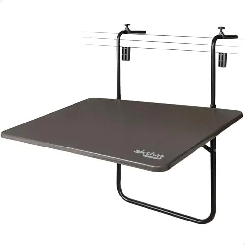 Aktive Klappbarer Hängender Metalltisch 60x40 cm - Praktischer Balkontisch für kleine Räume, faltbar und mit 3 Neigungspositionen, ideal für Frühstück im Freien oder als Laptop-Ständer.