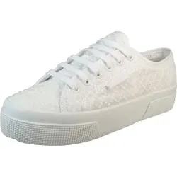 Superga 2740 Platform Macrame Rhombus Total White 42 - Sneaker mit atmungsaktivem Leinen-Obermaterial und bequemer Weite, ideal für modebewusste Freizeitlooks. Die 3 cm hohe Plattform sorgt für zusätzlichen Komfort.