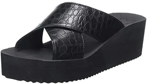 flip*flop Damen wedgecross Croco, Black, 41 EU