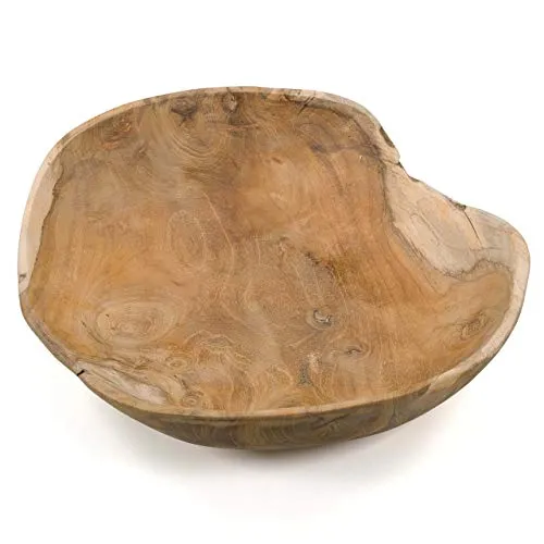Nexos Trading Handgemachte Holzschüssel aus Teak-Holz - Dekoration – Farbe: Braun - ca. 30 x 30 cm