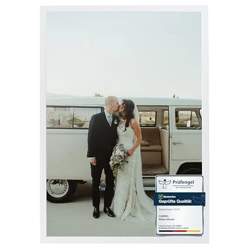 CABBEL 1x Bilderrahmen 60x80 cm Weiß Rahmen 1-Pack | Dokumentenrahmen, Collage, Poster | MDF Holz-Posterrahmen Acrylglas | Picture Frame, Puzzlerahmen, Bilder, Fotorahmen zum Aufhängen