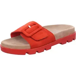 Rohde Damen Pantolette aus Veloursleder mit überzogener Schnalle Venezia 6311, Größe:38 EU, Farbe:Rot - Rot - 38