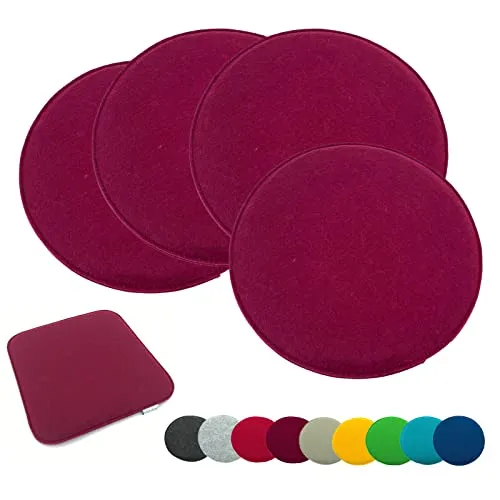 heimtexland® 4er Pack Filz Sitzkissen Bordeaux rot - Stuhlkissen aus 100% pflegeleichtem Polyester, strapazierfähig und ideal für drinnen und draußen. Mit 2 cm Polsterung für hohen Sitzkomfort – perfekt für jeden Anlass!