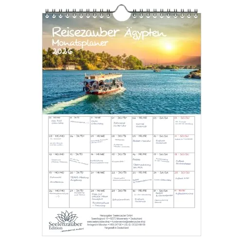 Reisezauber Ägypten Planer DIN A4 Kalender für 2026 Ägypten Landschaft Reise Tiere Urlaub - Seelenzauber