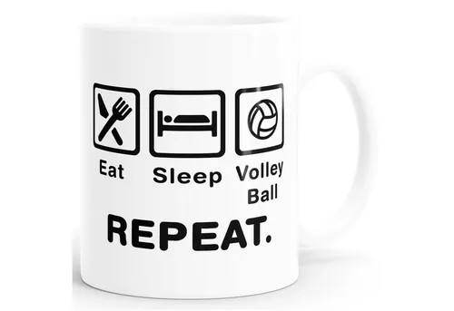 MoonWorks Tasse Kaffee-Tasse mit Spruch Eat Sleep Repeat Mega Mix Bürotasse lustige, Keramik