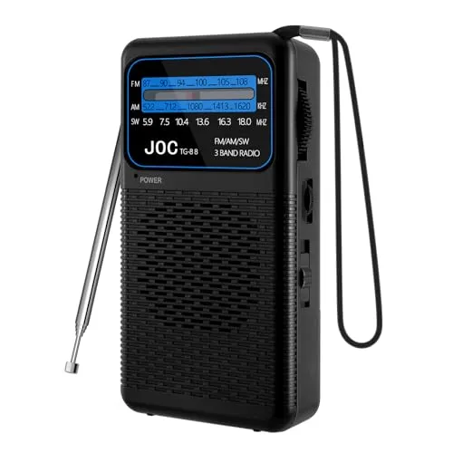 Kleines tragbares Radio mit Karabinerhaken, AM/SW/FM
