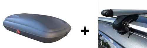 VDP Dachbox BA320 mit Relingträger für VW Passat Variant B7 - Gepäckträger Set mit 320 Liter Dachbox im sportlichen Kohlefaser-Look und abschließbarem Relingträger. Ideal für stressfreies Reisen und einfache Montage.