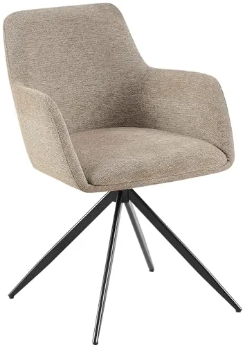 CLP Esszimmerstuhl Olema Stoff taupe - Moderner Polsterstuhl - Stuhl für Esszimmer, Küche und Wohnzimmer mit schwenkbarer Sitzfläche für mehr Bewegungsfreiheit und hoher Belastbarkeit bis 120 kg. Pflegeleichter Stoffbezug und elegantes Design.