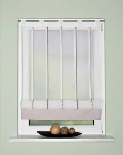 HOME WOHNIDEEN Raffrollo SAVIO, freihängend mit Schlaufen - Raffrollo in grau, transparent aus 100% Polyester, verstellbar und pflegeleicht. Ideal für eine individuelle Fensterdekoration und Lichtmilderung.