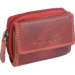 schicke Minibörse Leder Hosentaschenbörse, cherry - Rot