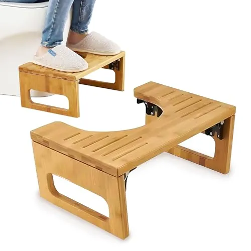 Klappbar Toilettenhocker Aus Bambus, WC Hocker Für Erwachsene, Rutschfester Squatty Potty Hocker, Klohocker Für Entlasten Sie Den Darm Und Lindern Sie Verstopfung Und Blähungen, A
