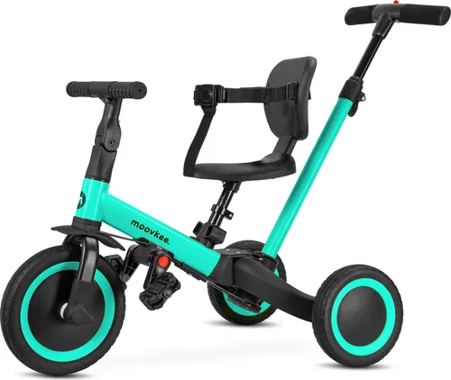 Laufrad Kinder 6in1 - Dreirad mit Stange ab 1 Jahr - moovkee. - Blau