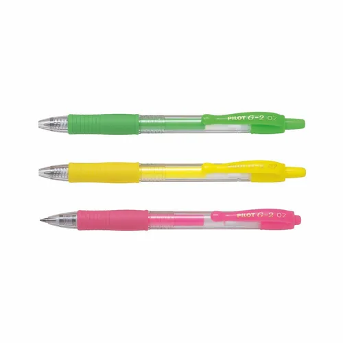 Pilot G2-07 - 3er-Set neongrün, neongelb, neonpink
