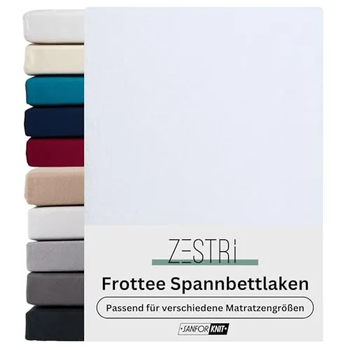 Frottee Spannbettlaken | Weiß | 90x200-100x200 cm | Winter Bettlaken | Extra Dickes Material 160g/m² | Oeko-TEX Made in Green, Hautsympathisch, Atmungsaktiv