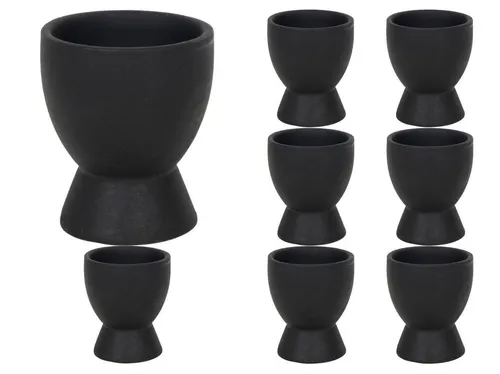 HIT Trading Eierbecher Set, Steingut - Das 8er Set Eierbecher BRUNCH in elegantem Schwarz bringt Stil auf Ihren Frühstückstisch. Robustes Steingut und spülmaschinengeeignet – ideal für den täglichen Genuss.
