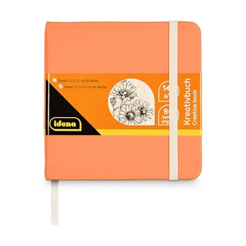 Idena 60073 - Skizzenbuch im quadratischen Format 12,5 x 12,5 cm, Zeichenbuch mit 80 blanko Seiten 140 g/m², für Künstler, Studenten & Malbegeisterte