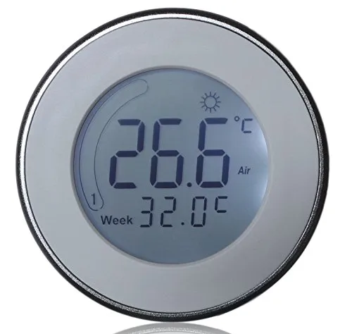 SM-PC® Raumthermostat mit Dreh-/Drück-Bedienung Aufputz + Unterputz Montage Wochenprogramm ALU Silber #a57