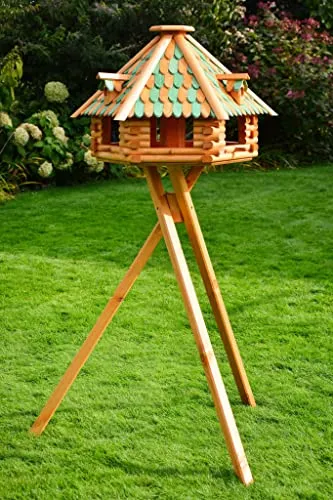 XXL massives Luxus Vogelhaus mit Ständer - Futterstation für Wildvögel, imprägniert mit abnehmbarem Schornstein für einfache Futterbefüllung und -dosierung. Ideal für große Vögel und Gartenliebhaber.