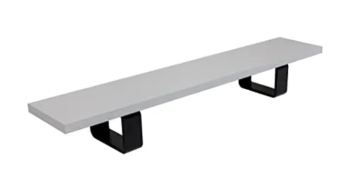 furni24 Monitorständer Holz,Laptop Computer Ständer,Bildschirmständer, Holz Display Stand for Laptop, Erhöhungständer (105x20x14h, Grau)