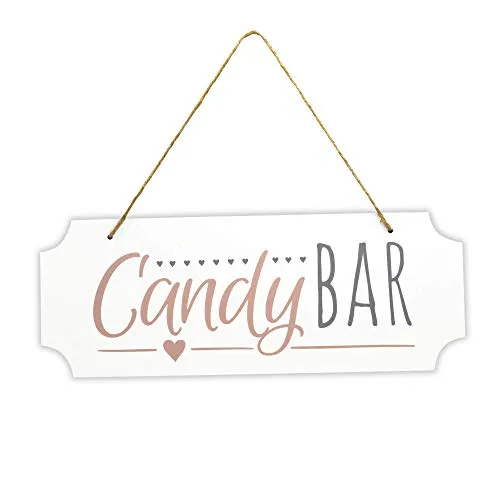Frau WunderVoll® Schild Candy BAR, aus Holz, 40 x 15 cm/Wegweiser, Hochzeit Vintage, Hochzeitsschild, Kirche, Standesamt, Stuhdekoration, Hochzeitsgeschenke Brautpaar Schild