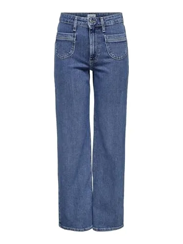 ONLJUICY HW Wide DNM DCC637 NOOS - Damen-Hosen aus recycelter Baumwolle von ONLY, umweltfreundlich und nachhaltig – ideal für modebewusste Frauen.