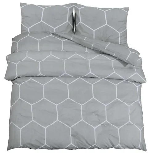 vidaXL Bettwäsche-Set Grau 220x240 cm aus 100% Baumwolle - Bettwäsche-Set in elegantem Grau, aus 100% Baumwolle für höchsten Komfort, pflegeleicht und maschinenwaschbar, ideal für stilvolle Schlafzimmer.