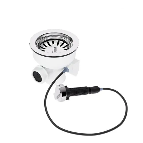 Excenter Ablaufgarnitur 114mm Korbventil Bowdenzug Anschluss Überlauf Spülen