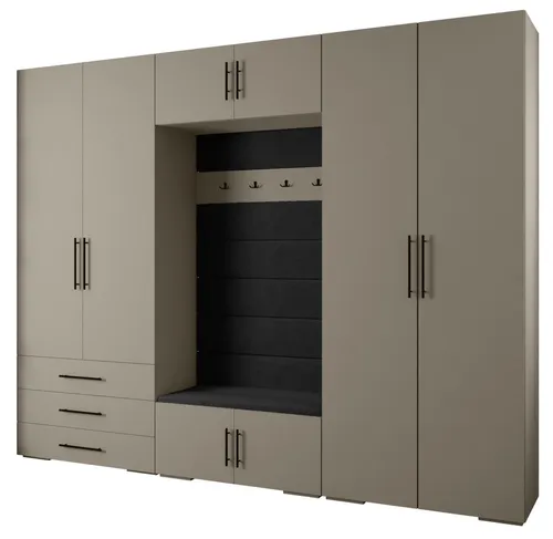 ABIKS MÖBEL Kompaktgarderobe INOVA 3 SATZ 14 – Stilvolles Möbelset mit Kleiderstange - Elegante Kompaktgarderobe mit Kleiderstange und Regalen für eine optimale Aufbewahrung. Robuste Materialien und modernes Design sorgen für Langlebigkeit und Stil in Ihrem Zuhause.
