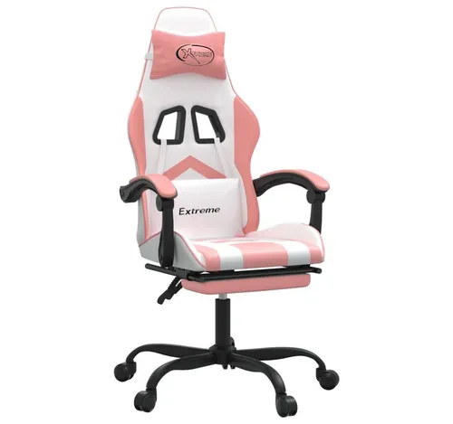 vidaXL Gaming-Stuhl Gaming-Stuhl mit Fußstütze Weiß und Rosa Kunstleder (1 St)