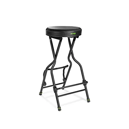 Gravity FG SEAT 1 Musiker Stuhl mit Gitarrenständer, Höhenverstellbar mit Belastbarkeit bis 120 kg, schwarz