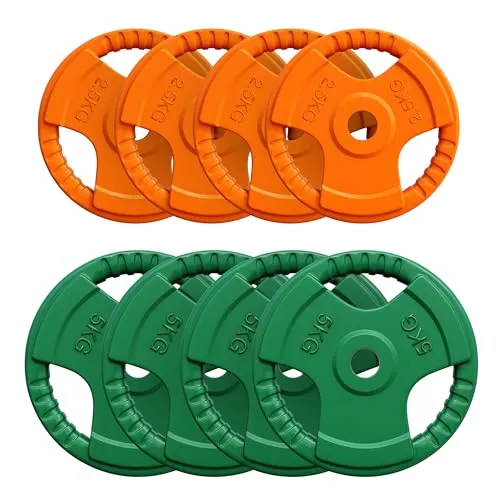 GORILLA SPORTS Hantelscheibe 30 kg mit Gummi Gripper - Vielseitige Hantelscheibe für effektives Krafttraining, ideal für Lang- und Kurzhantelübungen. Ergonomische Griffe und robuste Gummi-Ummantelung sorgen für einfachen Umgang und optimale Haltbarkeit.