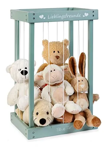 ELLA & PIET® Spielzeugtruhe Plüschtier-Box aus Holz - Matratzen und Aufbewahrungslösungen, stilvolle Spielzeugtruhe in Salbeigrün für eine ordentliche und kinderfreundliche Umgebung.